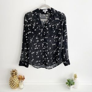 Express ‘Portofino’ Sheer Printed Blouse